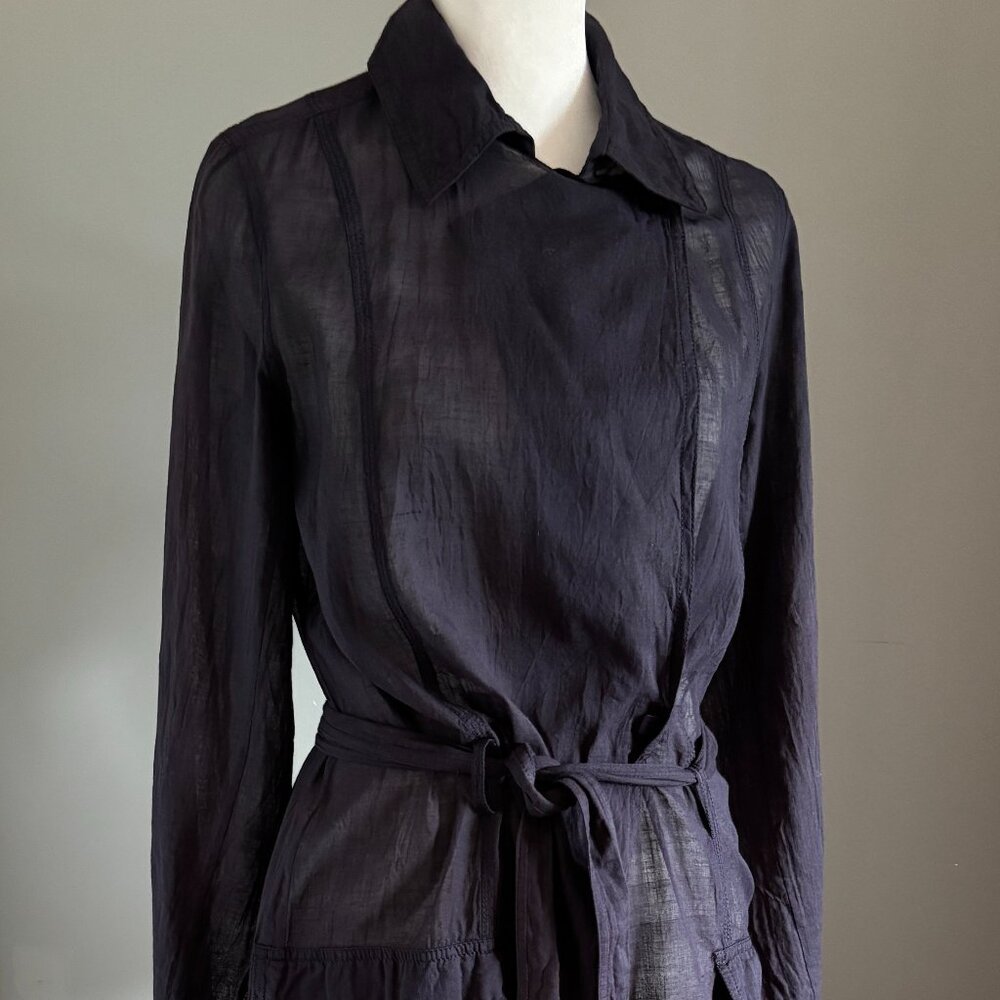 Sheer Navy Blue Maxi Blouse